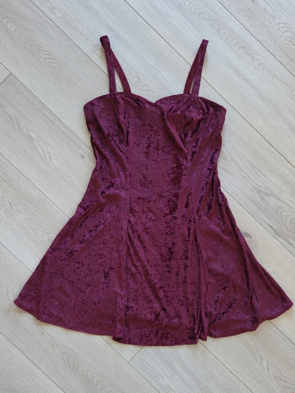 Vintage Pelican Cove Whimsigoth Skater Grunge Burgundy Crushed Velvet Mini Dress